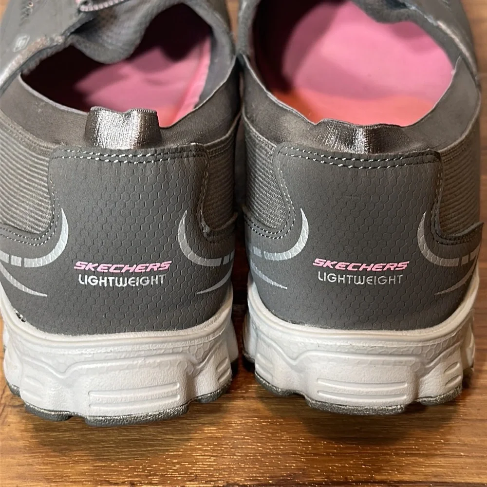 Skechers Gray Pink Sparkles Lightweight Memory Foam Slip On Shoes Women's 11 - Picture 6 of 12